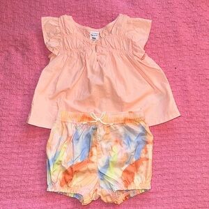 5 / $20 💖
Carter’s light pink and tie-dye outfit. 6 to 9 month baby.